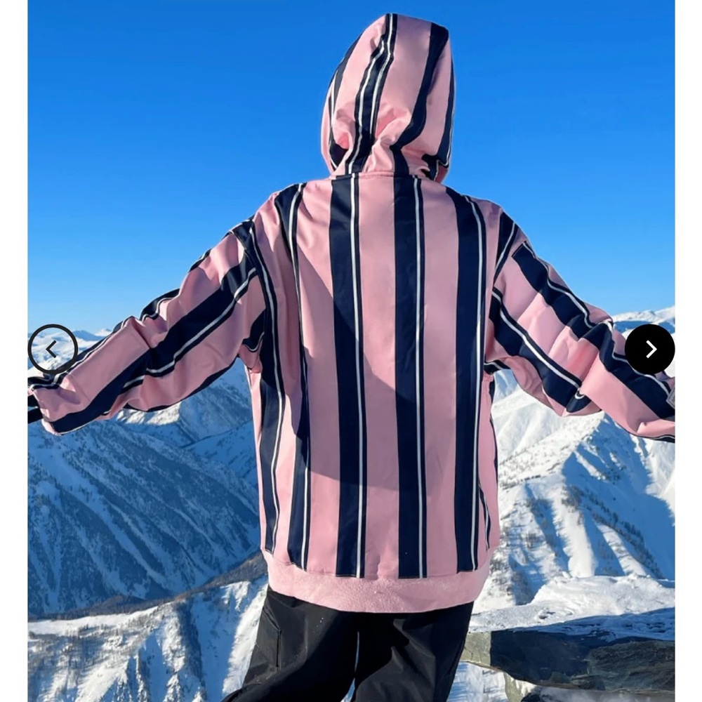 Frenchi Pink and Black Striped Puffer Jacket - Picture 7 of 11